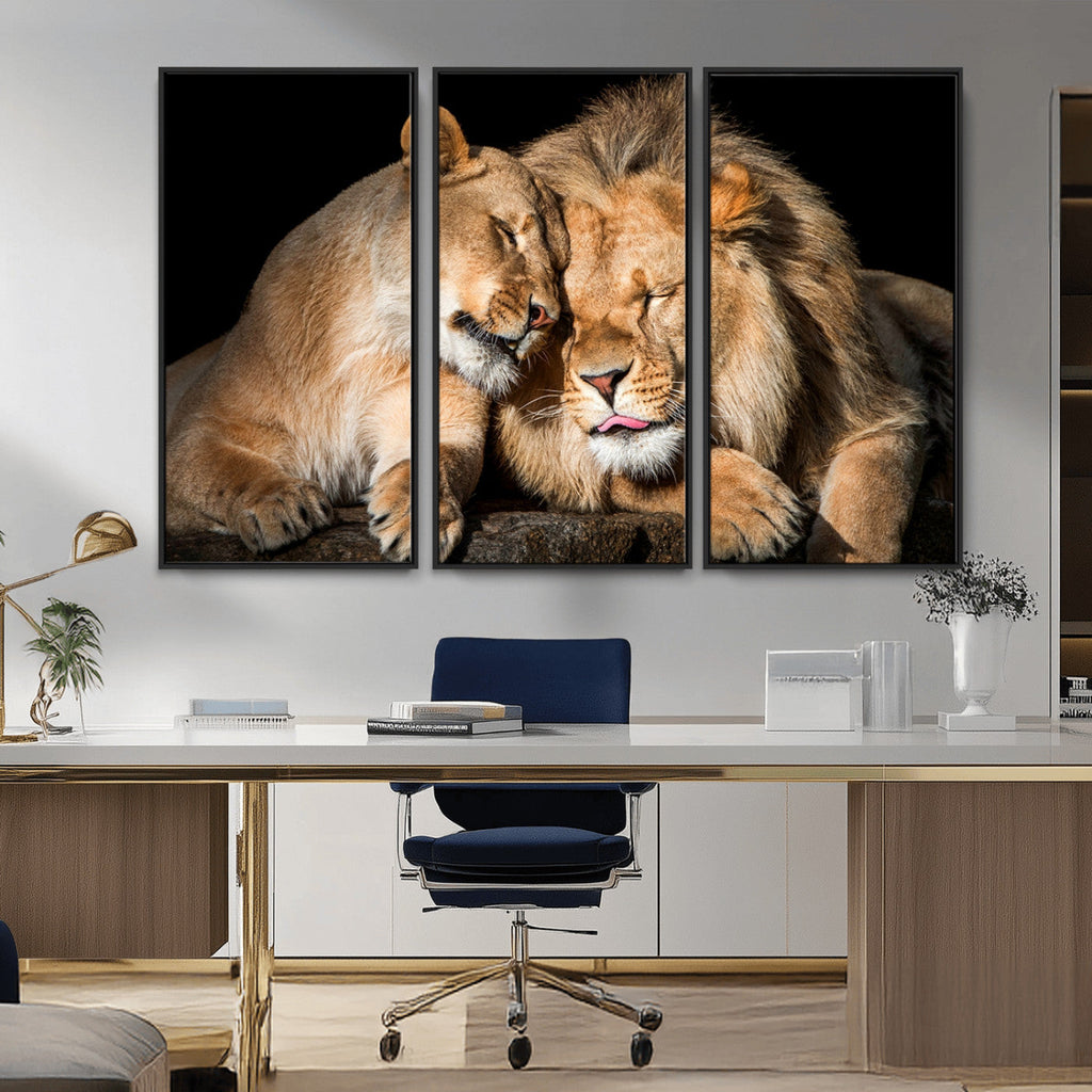 Lion and Lioness Wall Art Canvas Print | African Wildlife Animal Art