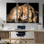 Lion and Lioness Wall Art Canvas Print | African Wildlife Animal Art