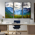 Yosemite Park Half Dome 3 Panel Canvas Print | Large Giclée Landscape Wall Art