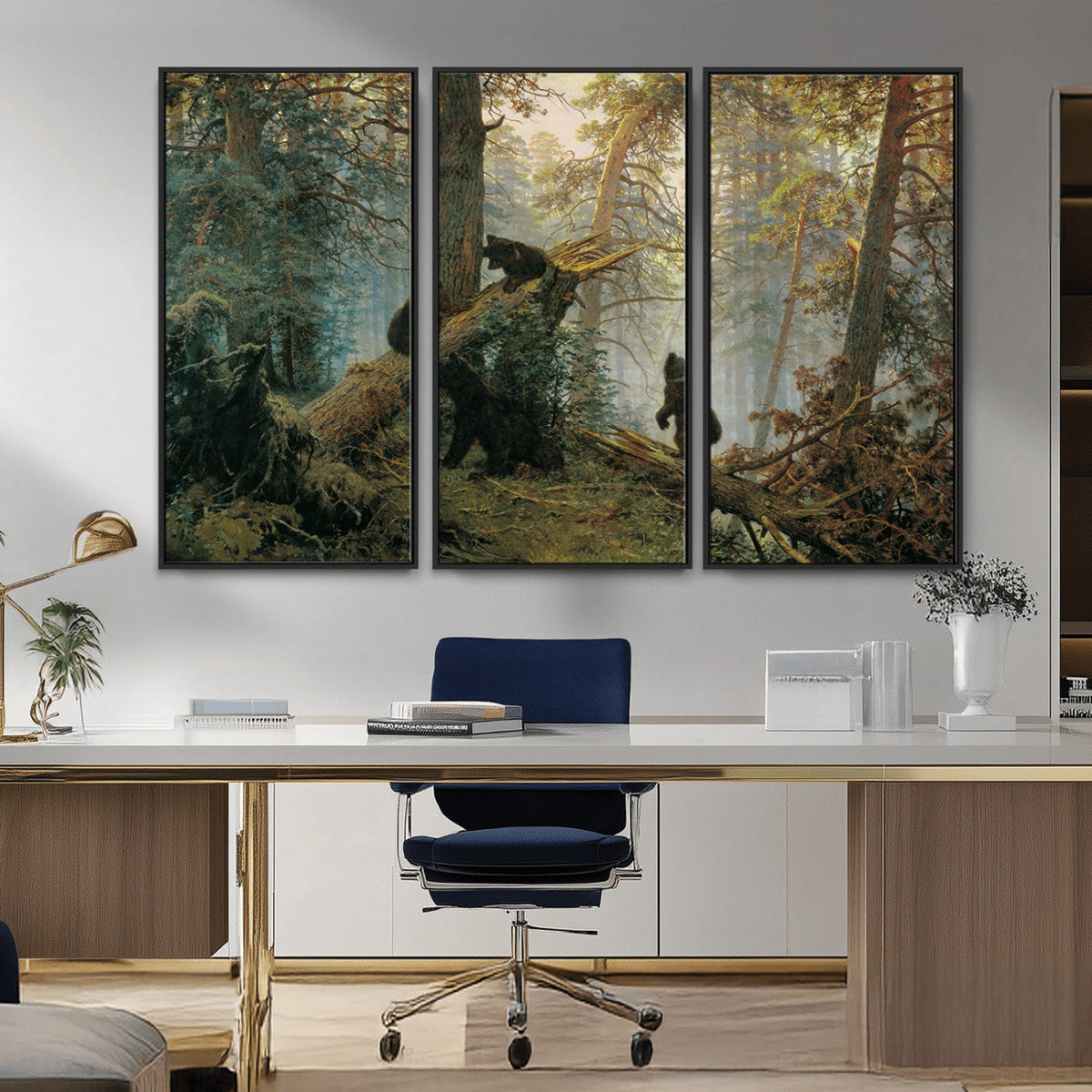 Baby Bears in Forest Wall Art Canvas Print