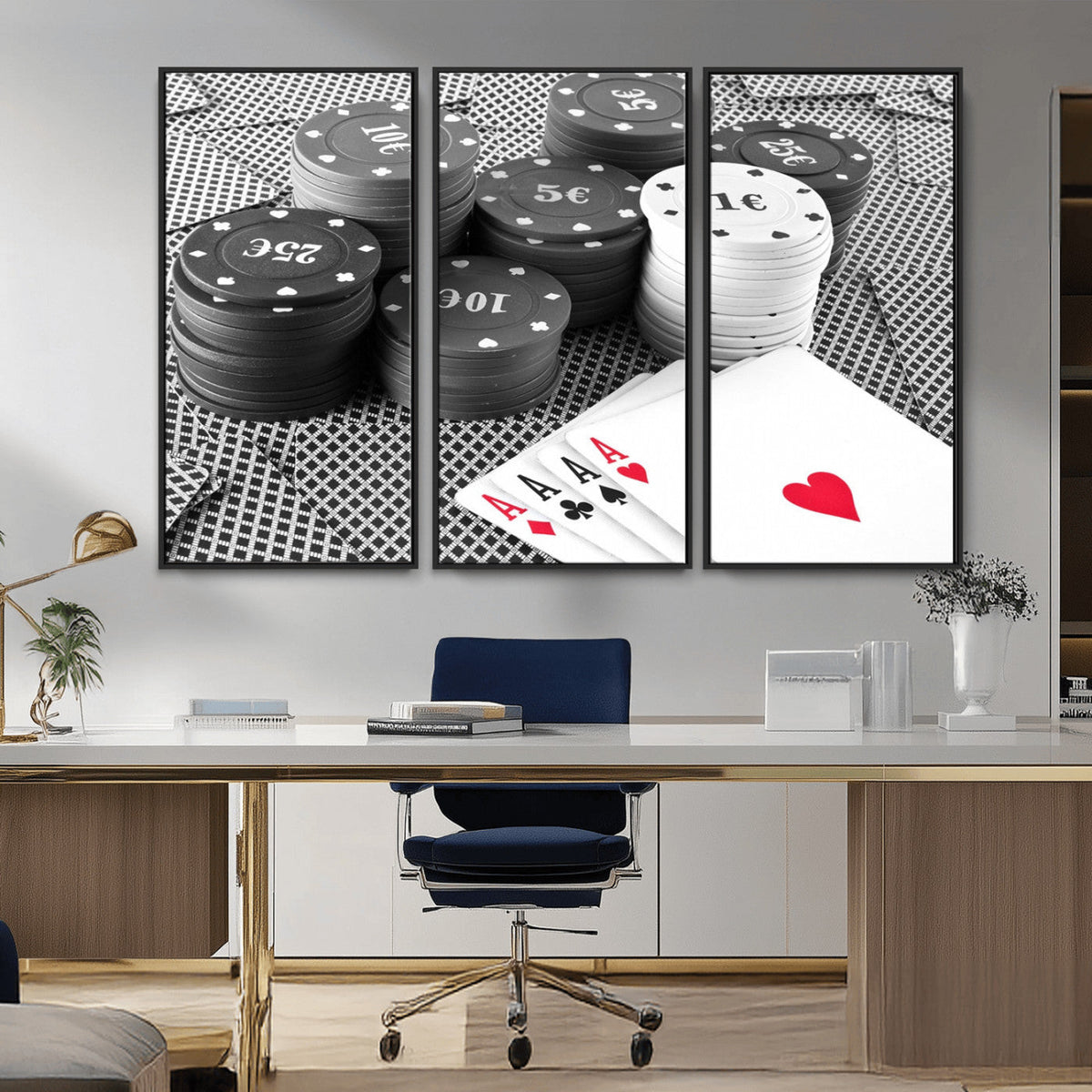 Poker Game Cards Wall Art Canvas, Multi Panel Wall Art
