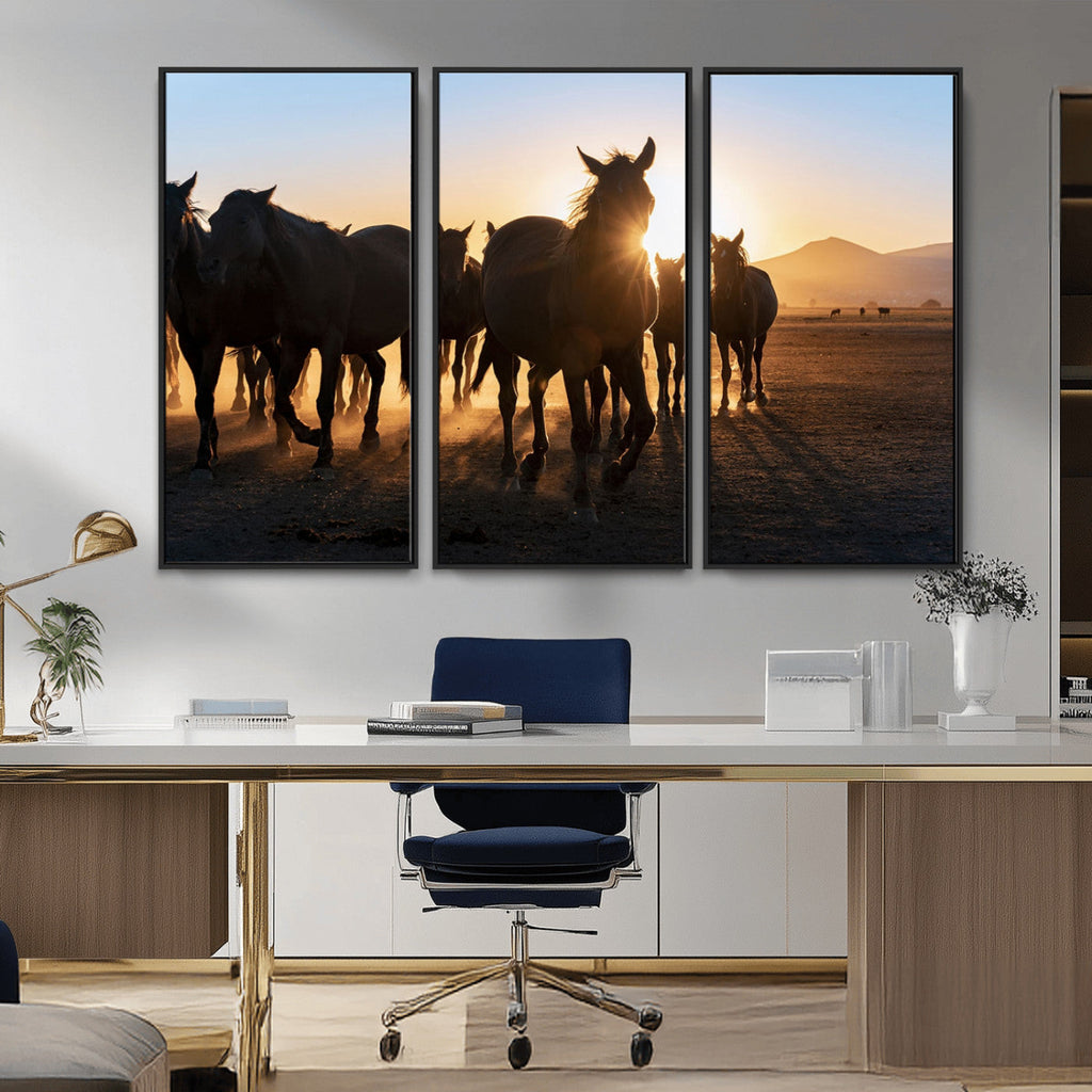 Horse Herd Wall Art Animal Canvas Print
