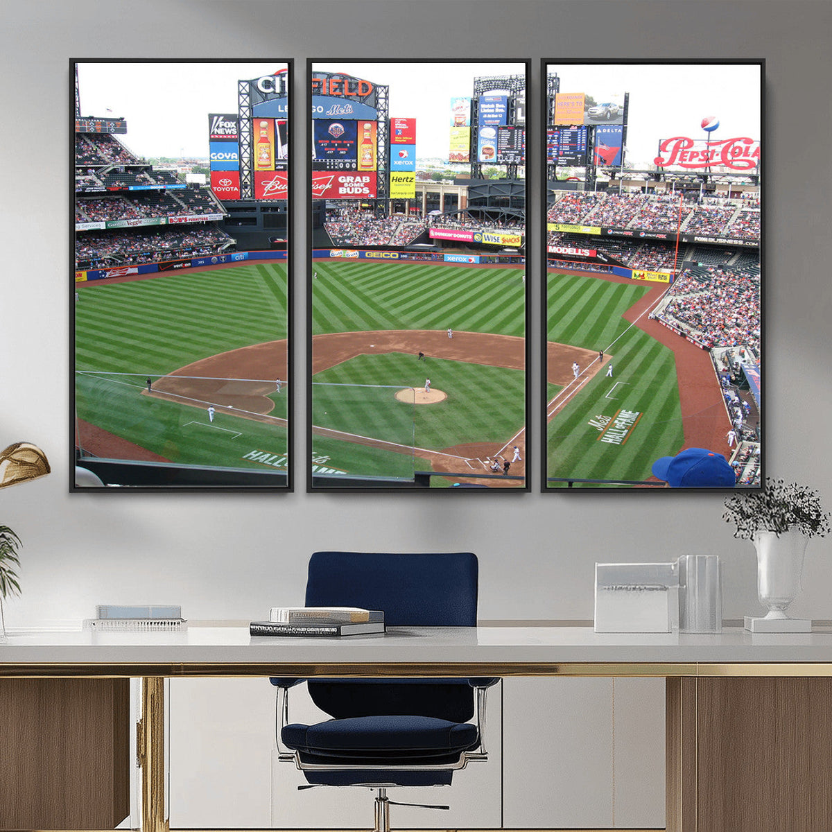 New York Mets Baseball Team Print, Citi Field Baseball Stadium Wall Art
