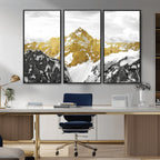 Gold Abstract Mountains Wall Art Print on Canvas, Nature Wall Art Print
