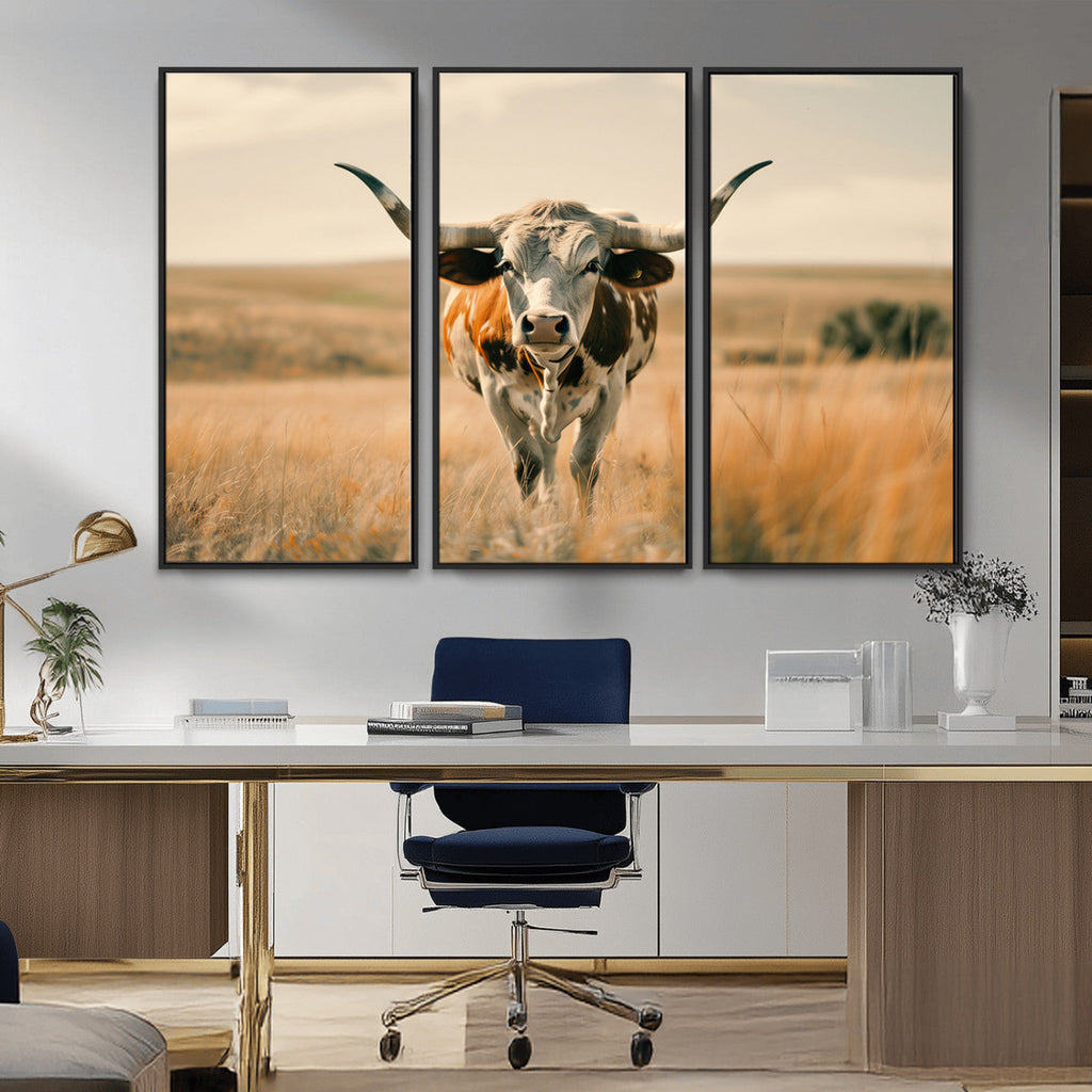 Texas Cow Wall Art Canvas Print for Farm House Wall Decor