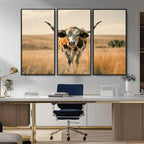 Texas Cow Wall Art Canvas Print for Farm House Wall Decor