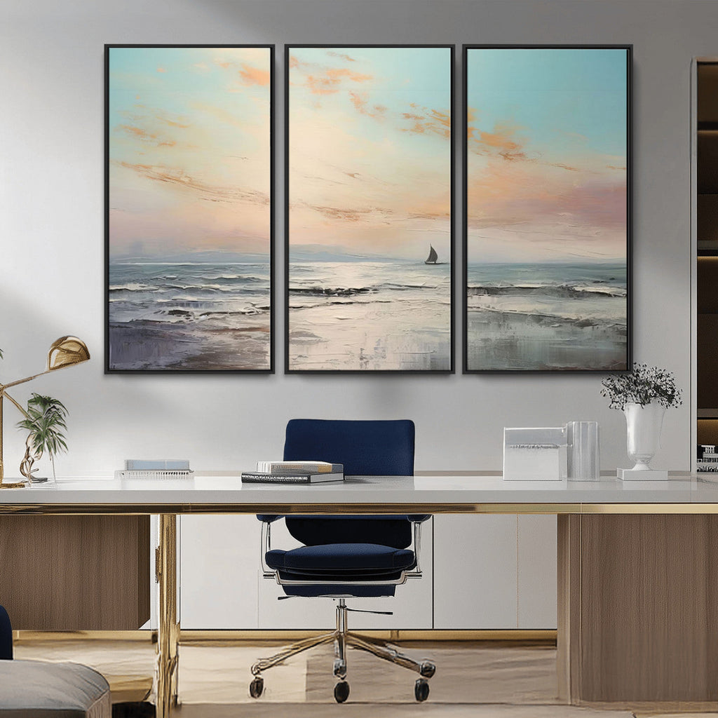 Abstract Ocean Wall Art, Boat Wall Art Canvas Print