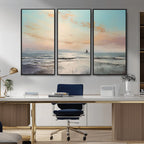 Abstract Ocean Wall Art, Boat Wall Art Canvas Print