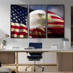 American Flag Eagle Symbol Wall Art Canvas Print, Patriotic American Flag Eagle Wall Art