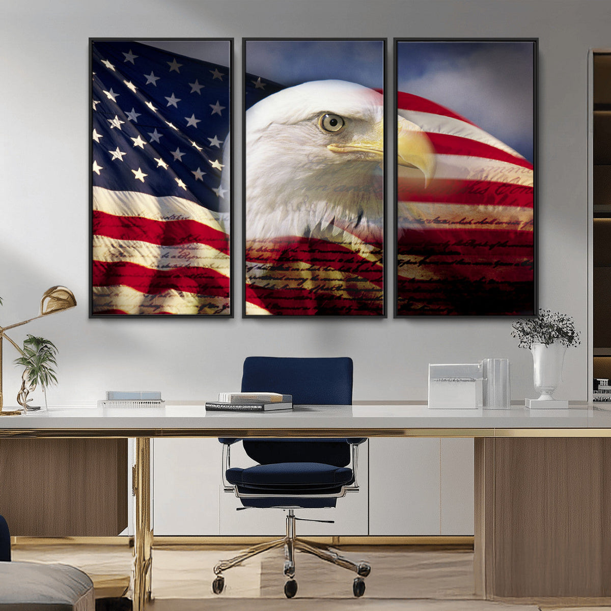 American Flag Eagle Symbol Wall Art Canvas Print, Patriotic American Flag Eagle Wall Art