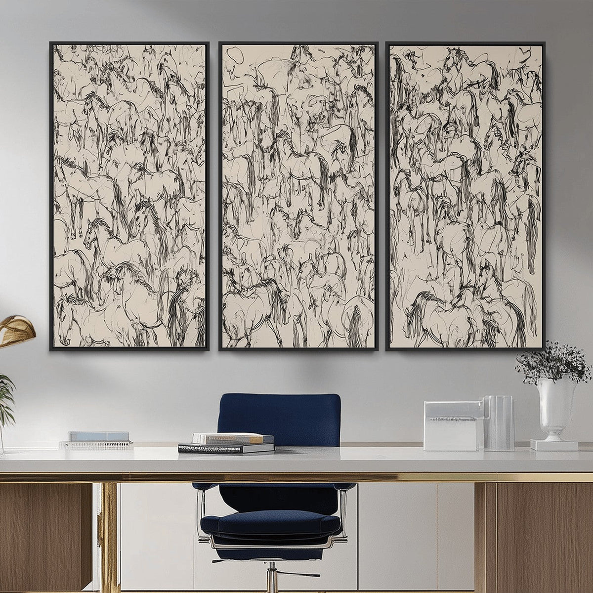 Abstract Horse Sketch Wall Art, Ready to Hang