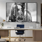 Black and White Horse Winter Wall Art, Ready to Hang