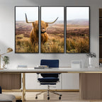 Scottish Highland Cow Canvas Wall Art, Rustic Farmhouse Decor