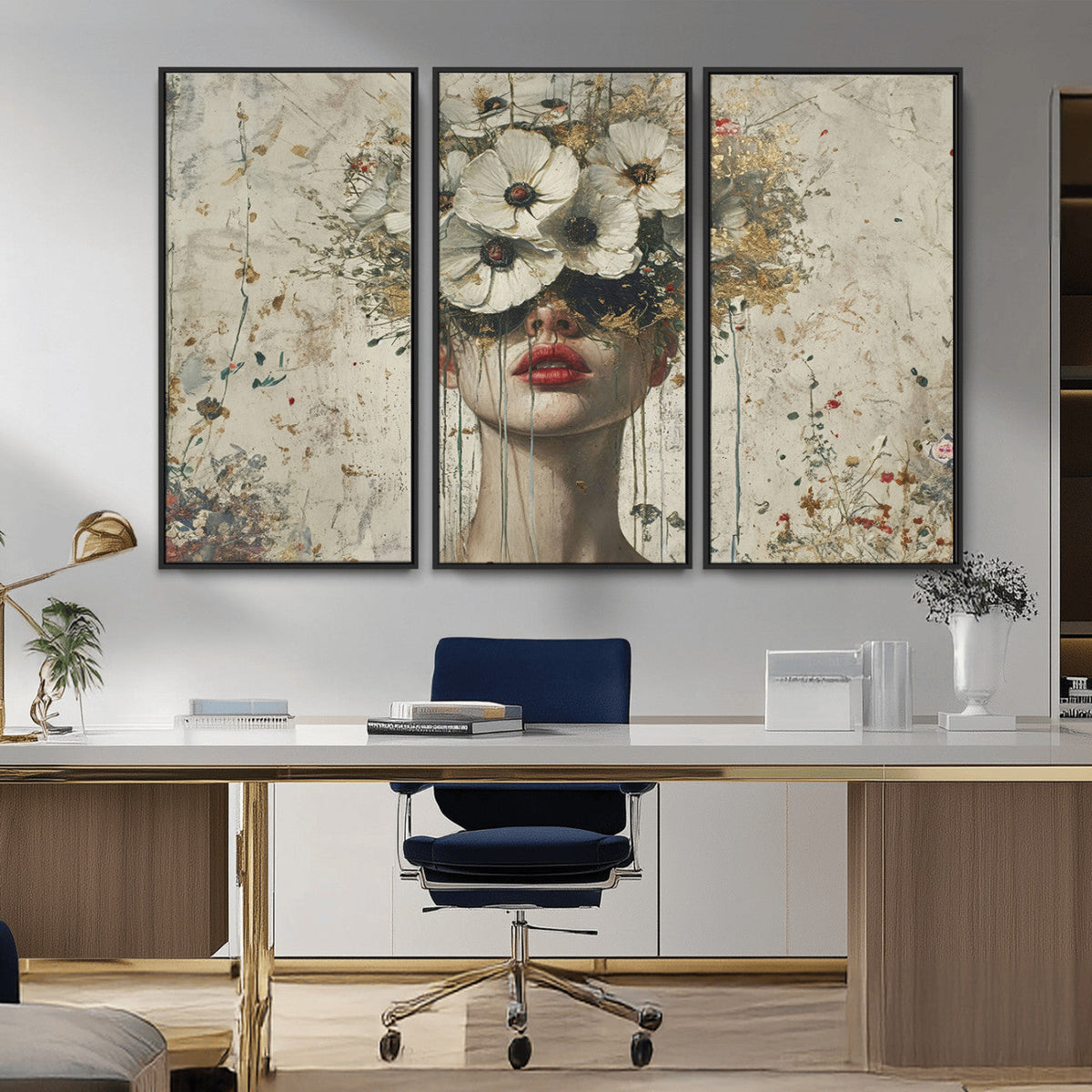 Abstract Floral Women Pastel Wall Art Canvas Print
