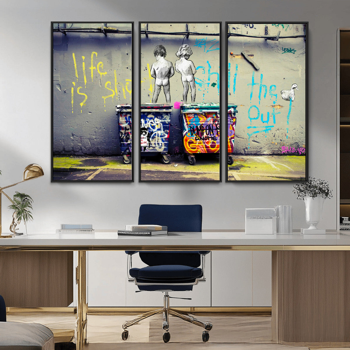 Banksy Life is Short Wall Art, Iconic Graffiti Street Art Canvas Print