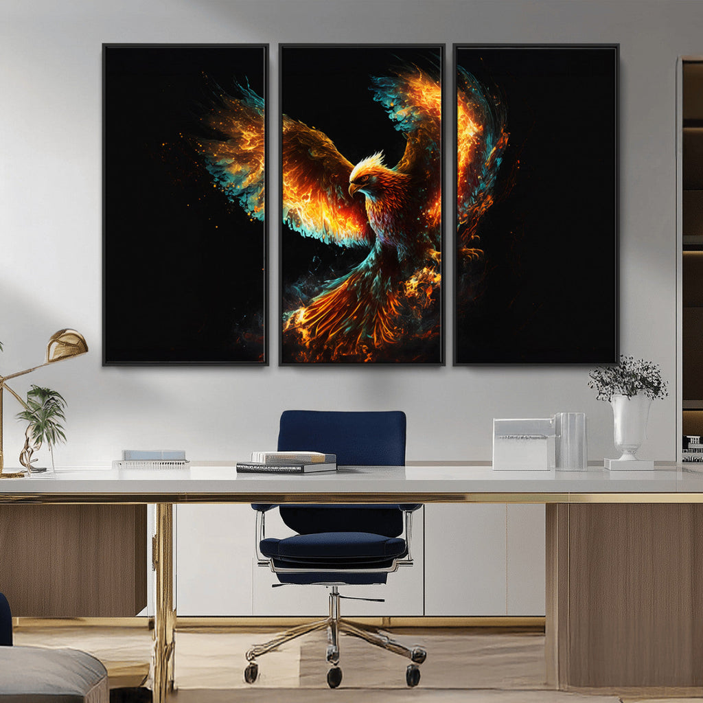 Fiery Phoenix Canvas Print | Ready to Hang Wall Art | Bold Fantasy Decor