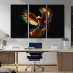 Fiery Phoenix Canvas Print | Ready to Hang Wall Art | Bold Fantasy Decor