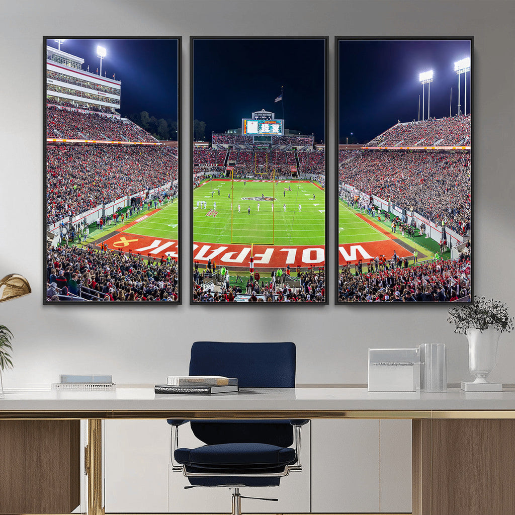 Wolfpack Football Team Print, Raleigh Carter-Finley Stadium