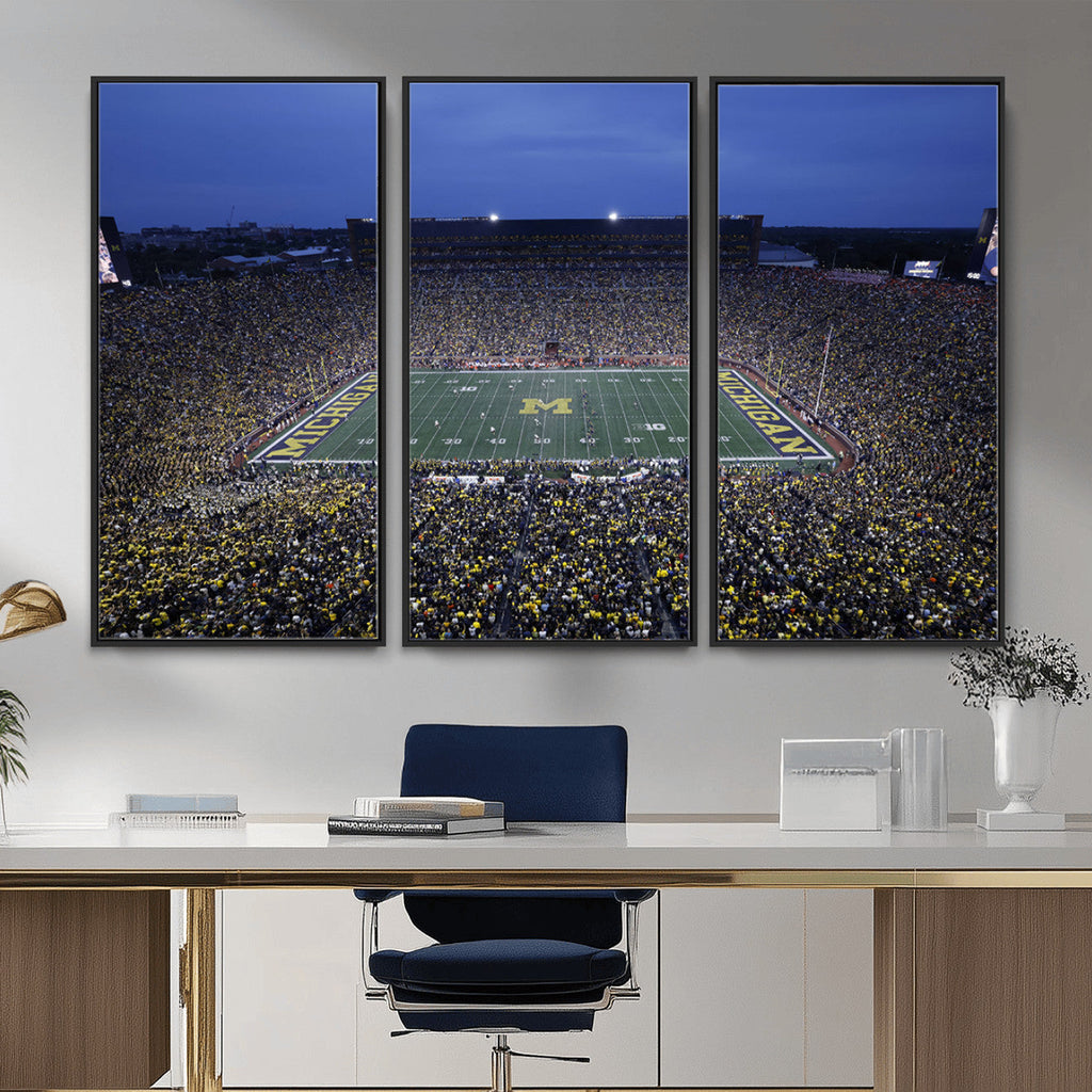 University of Michigan Wolverines Football Team Print, Ann Arbor, Home Bar Wall Decor