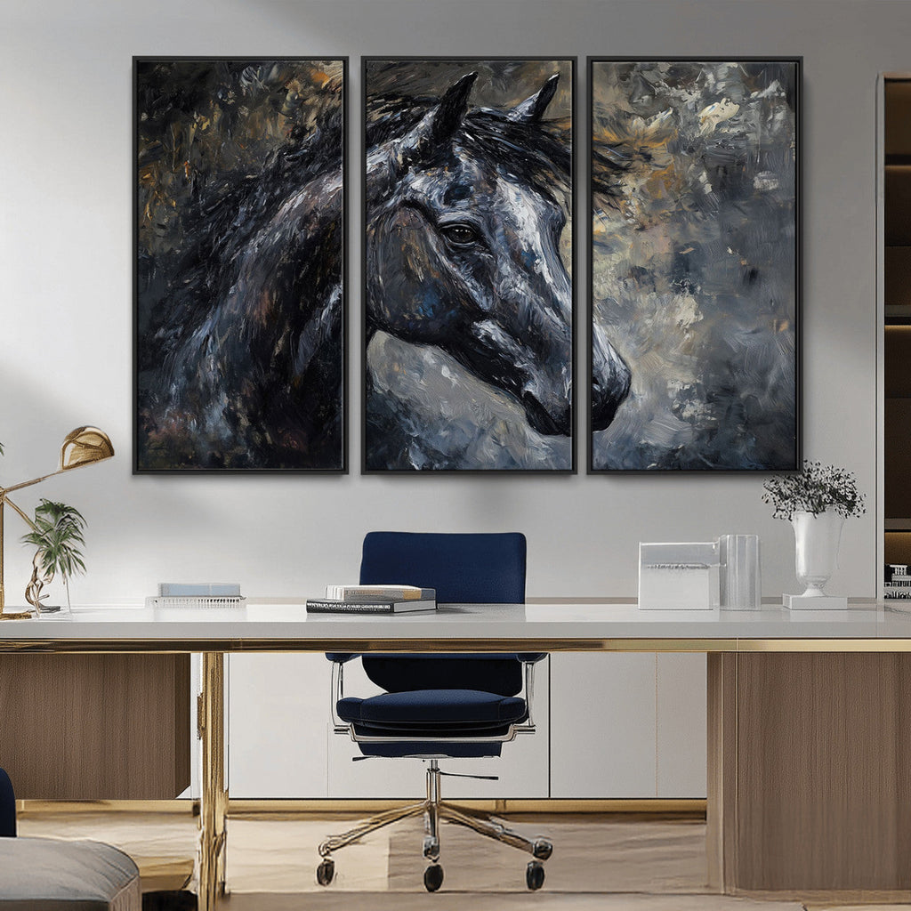 Large Abstract Horse Wall Art Canvas Print, Farmhouse Wall Art
