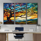 Mosaic Tree Wall Art | Ready to Hang Stained Glass Style Canvas Print