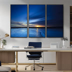 Blue Sunset Ocean Canvas Wall Art Print | Serene Coastal Horizon
