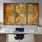 Vintage World Map Canvas Print | Antique Push Pin Travel Map