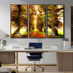 Sunshine in Forest and Trees Wall Art Canvas Print