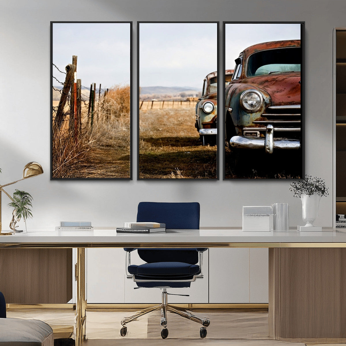 Old Rustic Classic Car Wall Art Canvas Print