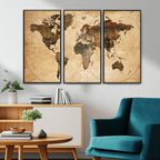 Push Pin World Map Canvas Print | Framed Travel Tracker Wall Art