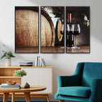 Wine and Barrel Wall Art Canvas Print