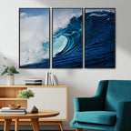 Ocean Wave at Sunset Canvas Art, Large Wall Print of Vibrant Water Waves