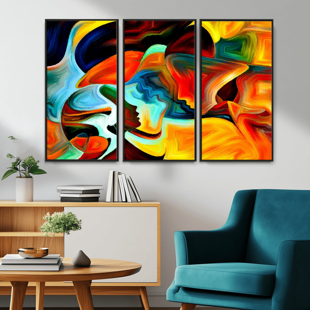 Human Love Figures Abstract Wall Art Canvas Print