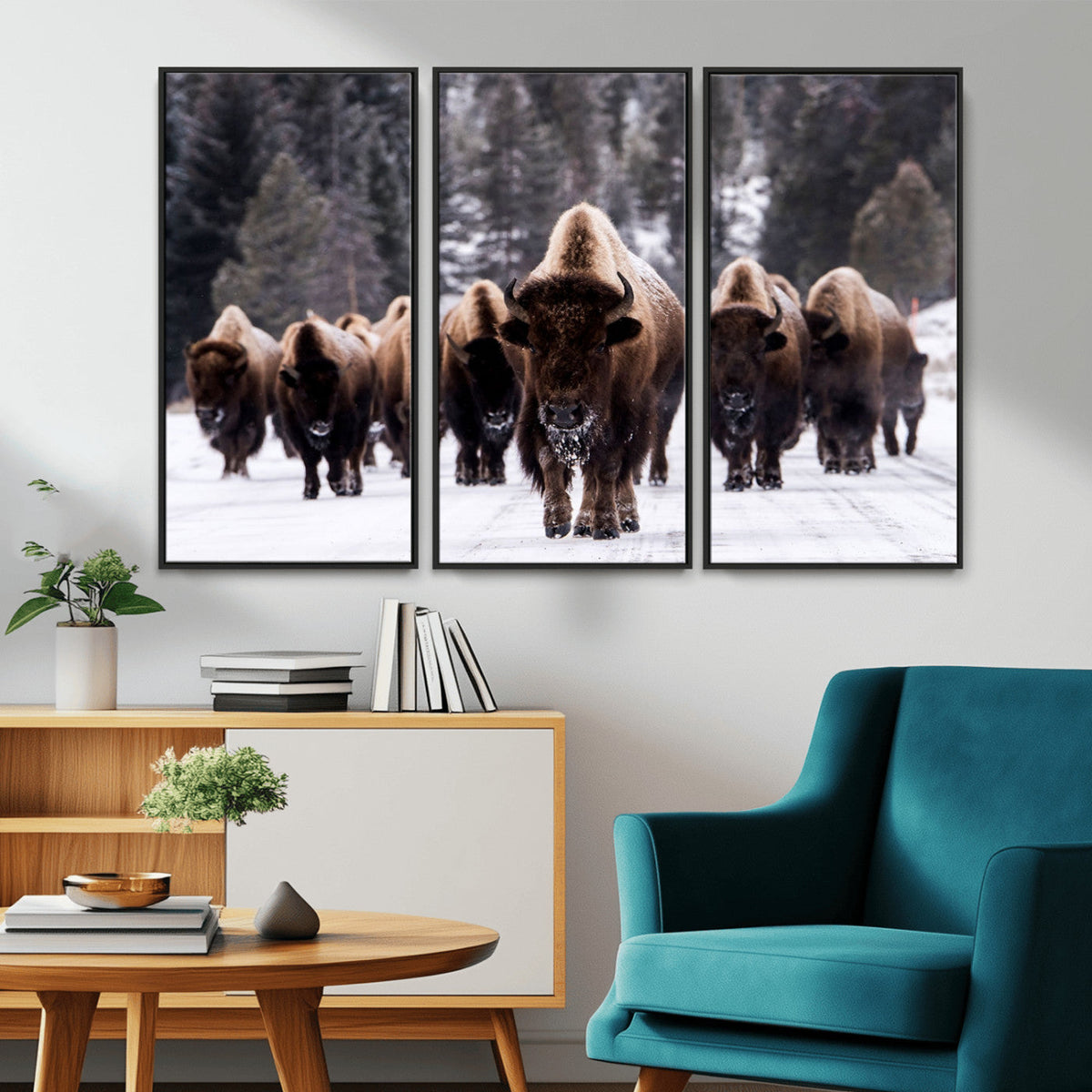 Bison Wall Art Canvas Print, Bison Herd Canvas Wall Art
