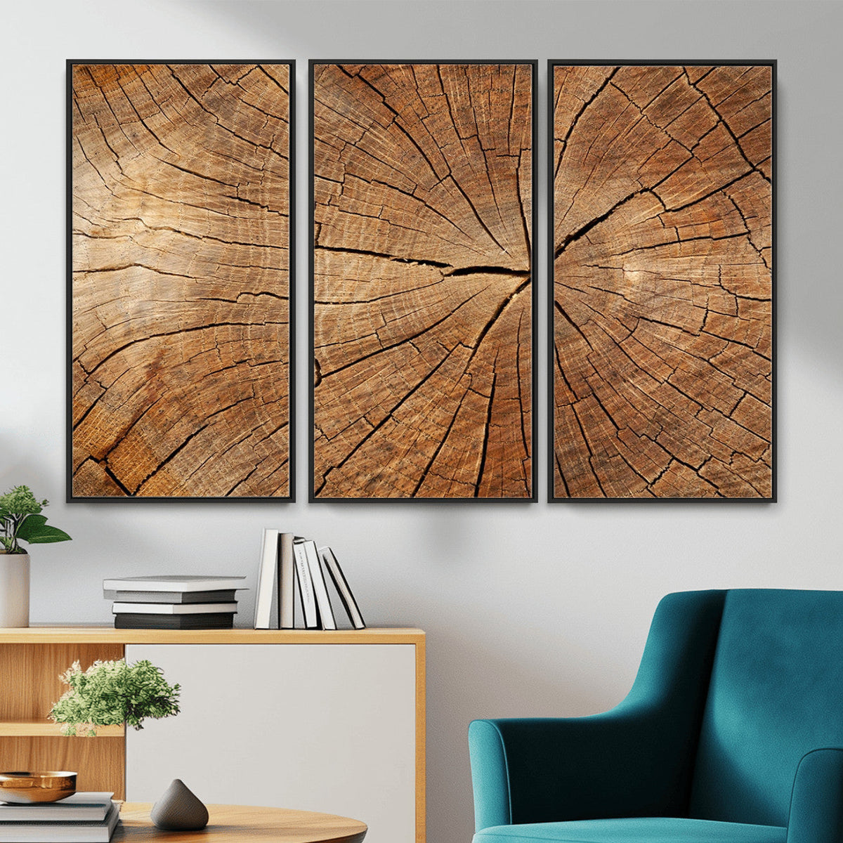 Tree Ring Canvas Art, Rustic Wood Grain Wall Art, Tree Slice Decor for Modern Homes