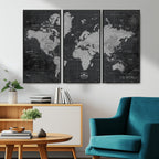 World Map Canvas Print, Detailed Map of the World Wall Art for Home or Office