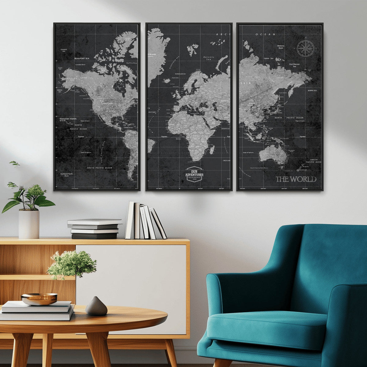 World Map Canvas Print, Detailed Map of the World Wall Art for Home or Office