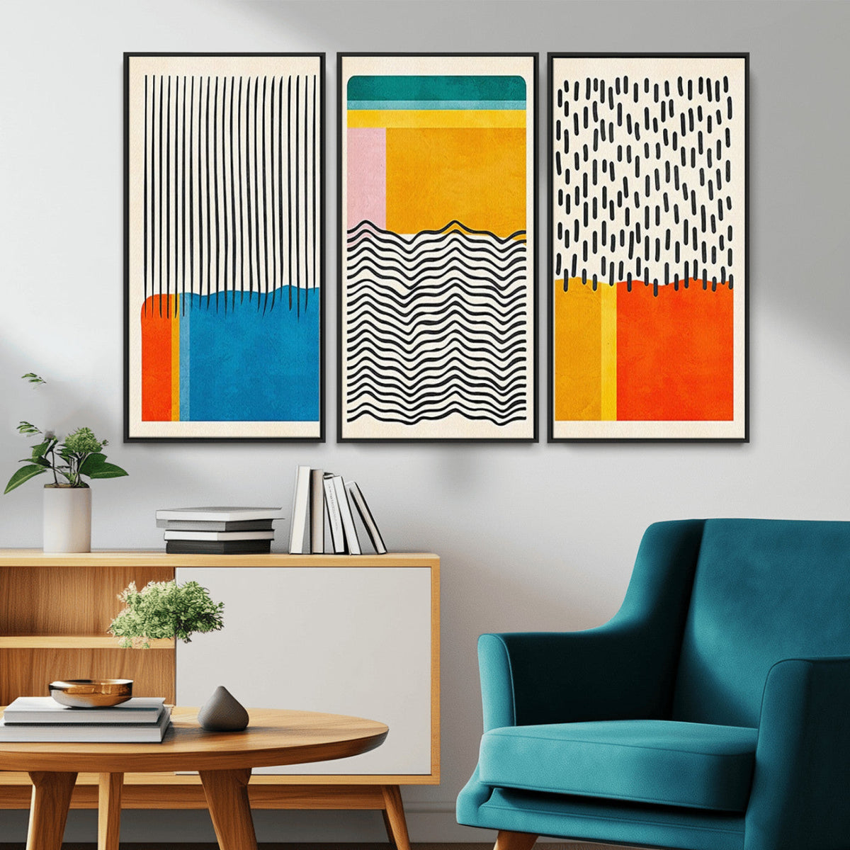 Canvas Print Wall Art Abstract Illustration Art Boho, Framed Abstract Boho Art