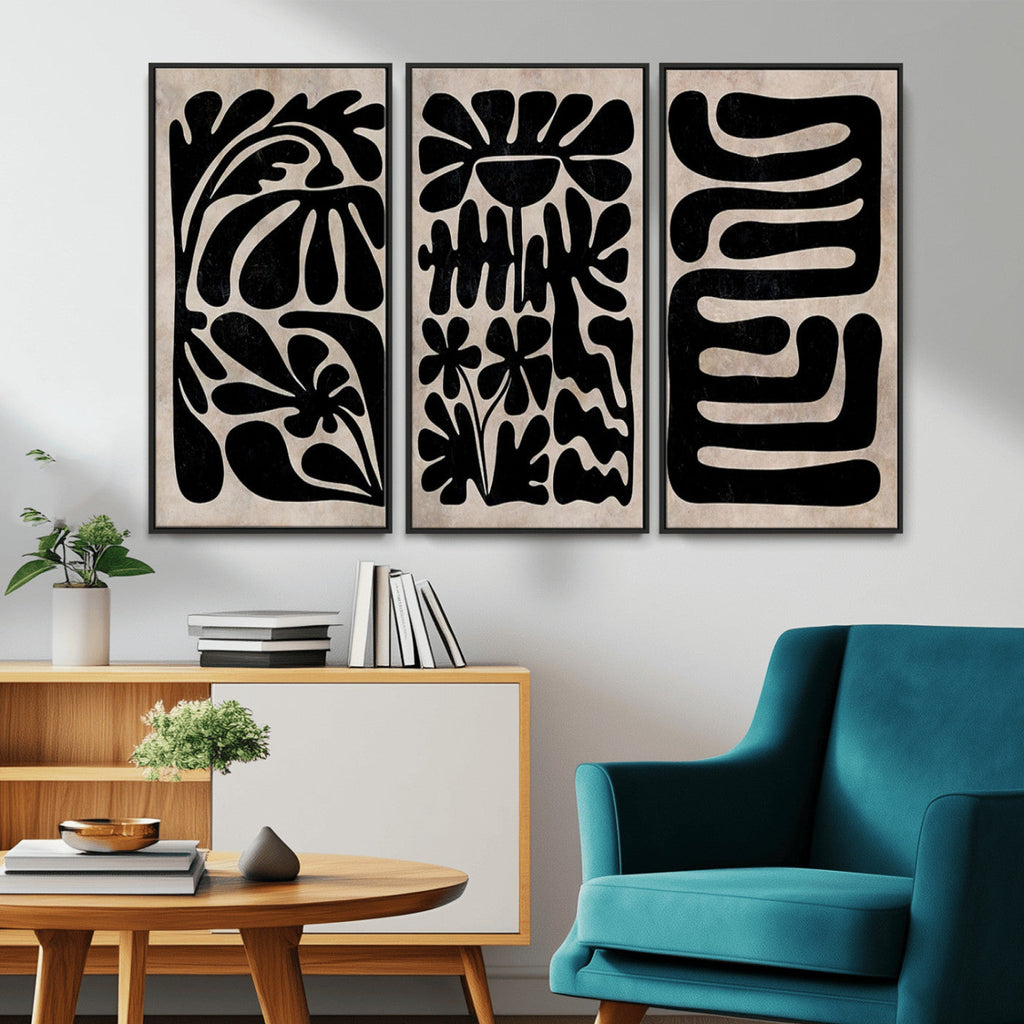 Canvas Print Wall Art Abstract Art Boho, Framed Boho Art