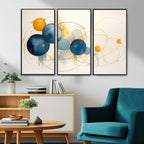 Geometric Blue Orange Abstract Wall Art Canvas, Geometric Blue Orange Canvas Print