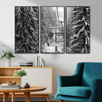 Winter Ski Lift Black and White Canvas Wall Art | Alpine Escape in Minimalist Style