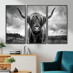 Scottish Cow Wall Art Canvas Print, Longhorn Wall Art