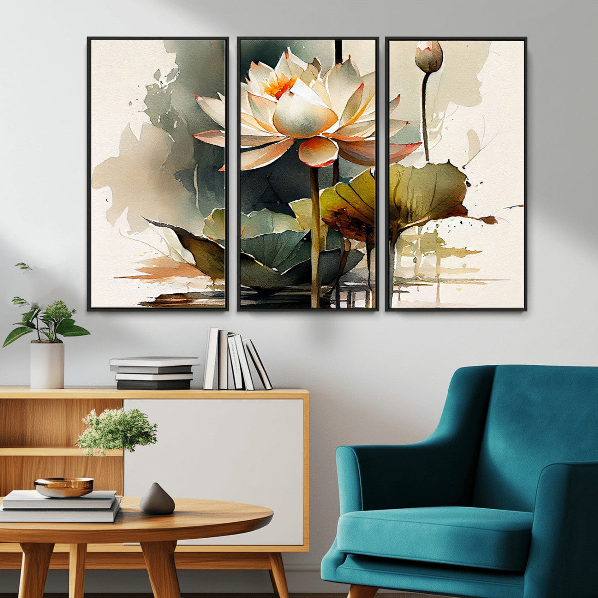 Lotus Flower Watercolor Canvas Print | A Symbol of Serenity and Growth in Soft Watercolors