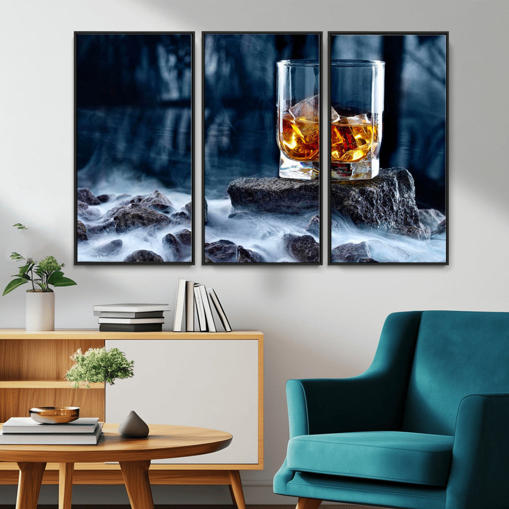 Whiskey Ice Wall Art Canvas Print