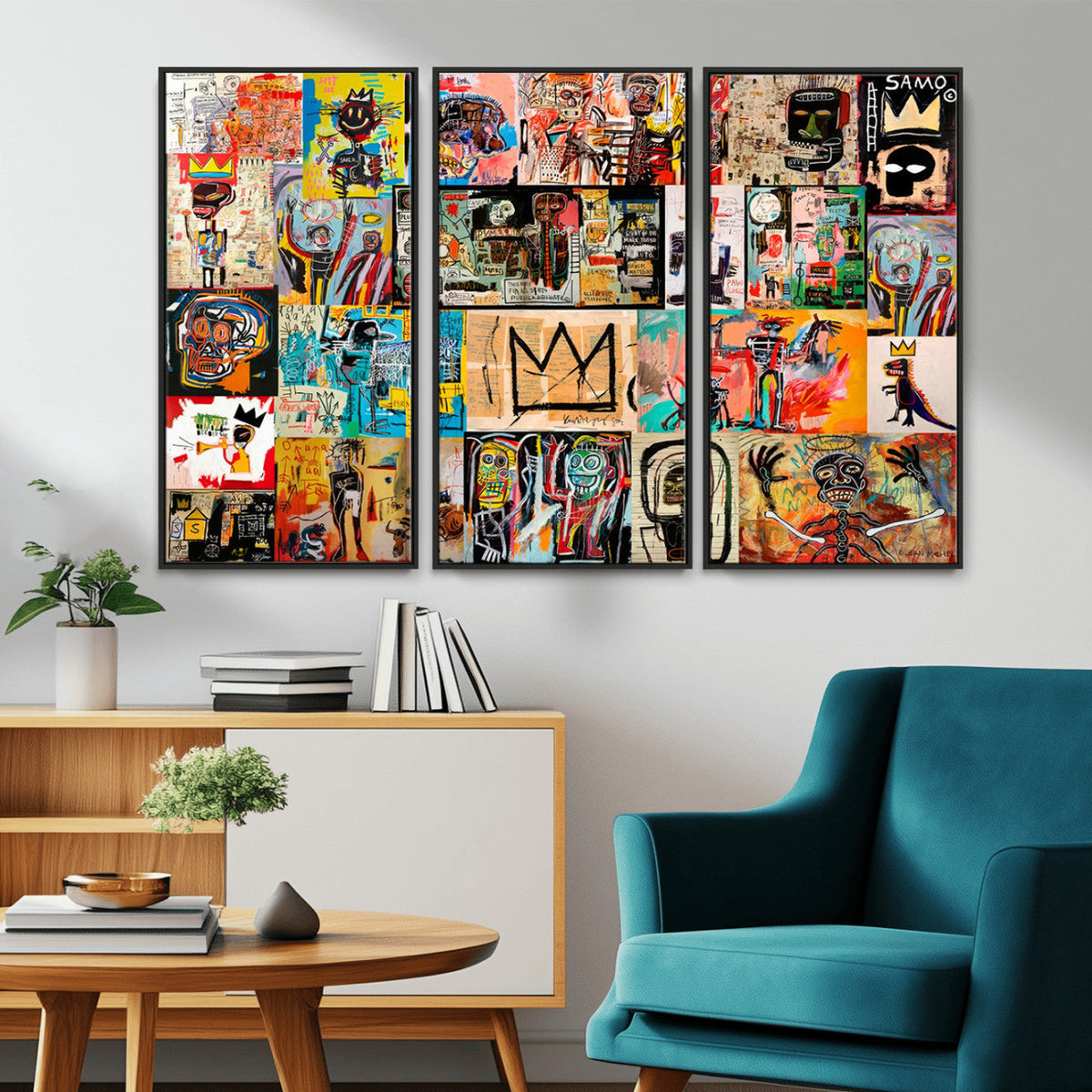 Abstract Art Collage Wall Art Canvas Print, Urban Graffiti Style