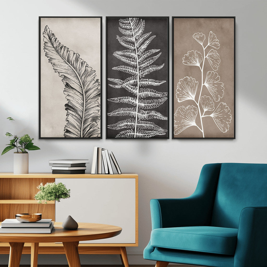Minimalist Botanical Wall Art Canvas Print, Framed and Ready to Hang