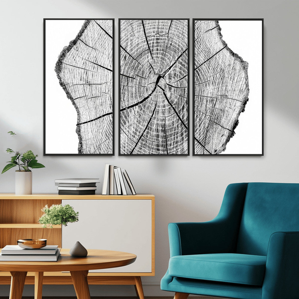 Rustic Tree Ring Wall Art Canvas Print, Framed and Ready to Hang