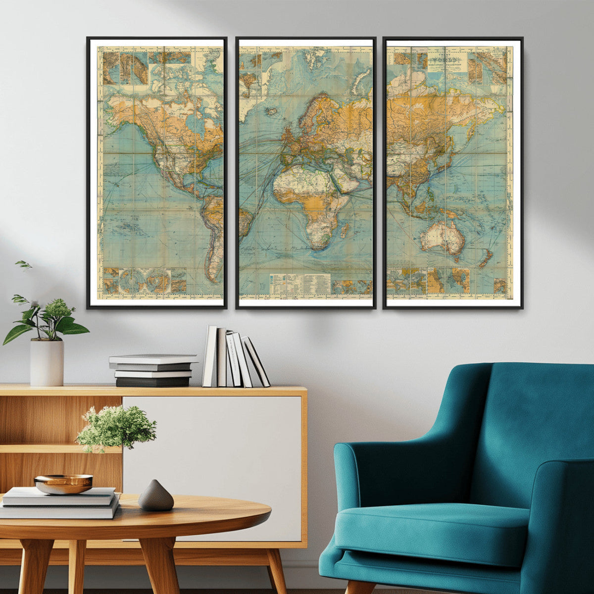 Push Pin World Map Canvas Print | Travel Tracker Wall Art for Couples