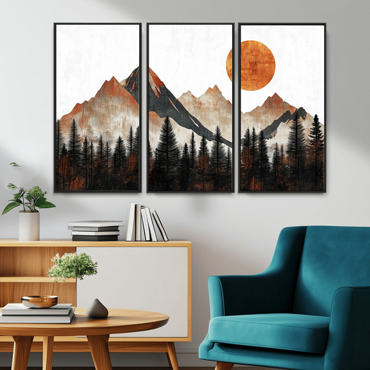 Modern Abstract Mountain Canvas Wall Art Print