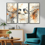Beautiful Birds Wall Art | Framed Watercolor Branch Canvas